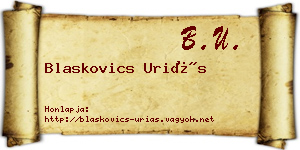 Blaskovics Uriás névjegykártya
